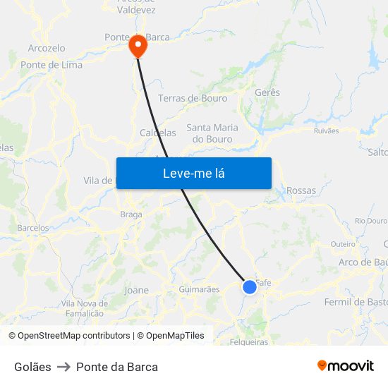 Golães to Ponte da Barca map