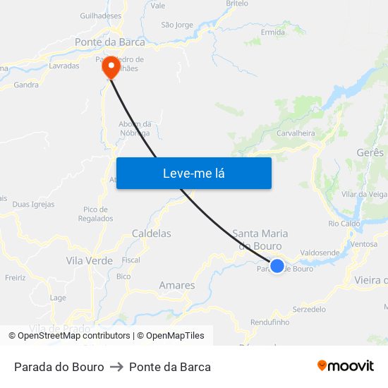 Parada do Bouro to Ponte da Barca map