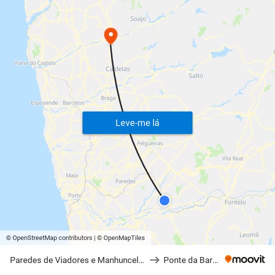 Paredes de Viadores e Manhuncelos to Ponte da Barca map