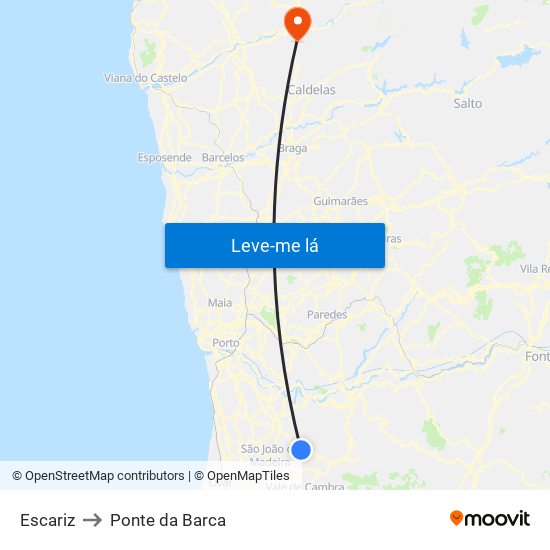 Escariz to Ponte da Barca map