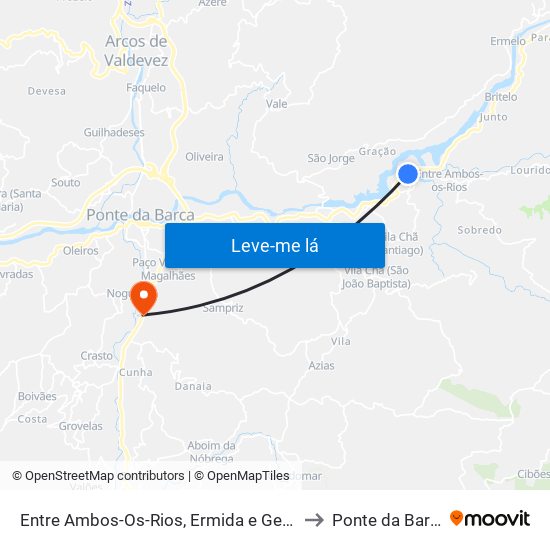 Entre Ambos-Os-Rios, Ermida e Germil to Ponte da Barca map