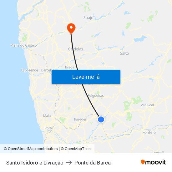 Santo Isidoro e Livração to Ponte da Barca map