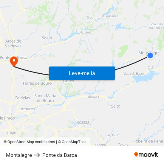 Montalegre to Ponte da Barca map