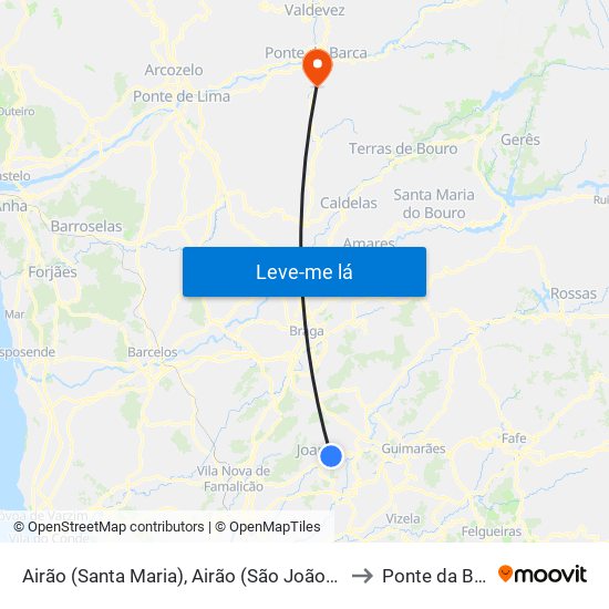 Airão (Santa Maria), Airão (São João) e Vermil to Ponte da Barca map