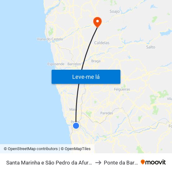 Santa Marinha e São Pedro da Afurada to Ponte da Barca map