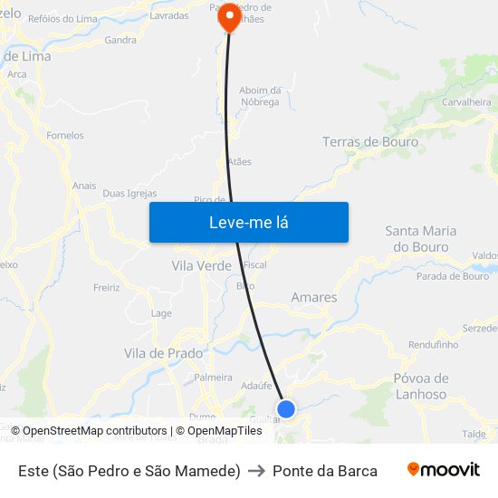 Este (São Pedro e São Mamede) to Ponte da Barca map