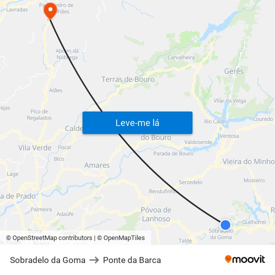 Sobradelo da Goma to Ponte da Barca map