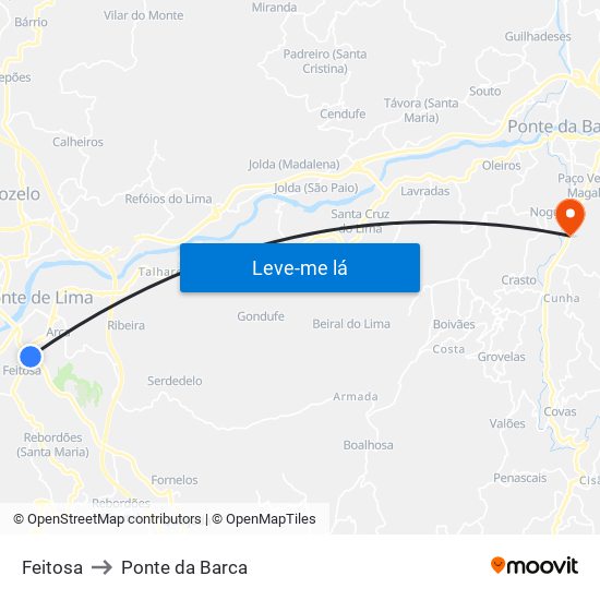 Feitosa to Ponte da Barca map