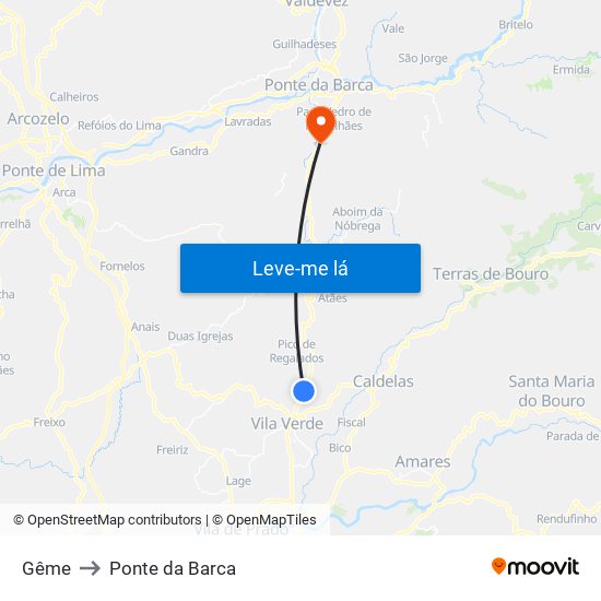 Gême to Ponte da Barca map