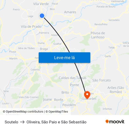 Soutelo to Oliveira, São Paio e São Sebastião map