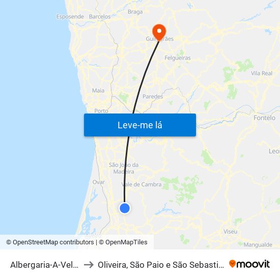 Albergaria-A-Velha to Oliveira, São Paio e São Sebastião map