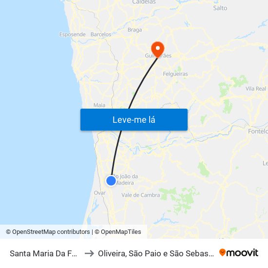 Santa Maria Da Feira to Oliveira, São Paio e São Sebastião map