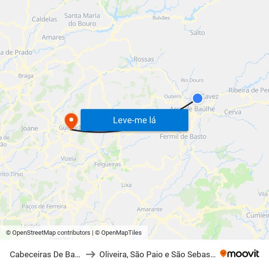 Cabeceiras De Basto to Oliveira, São Paio e São Sebastião map