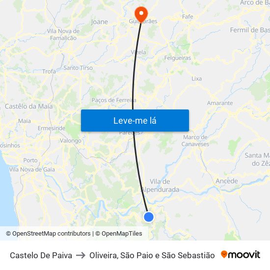 Castelo De Paiva to Oliveira, São Paio e São Sebastião map