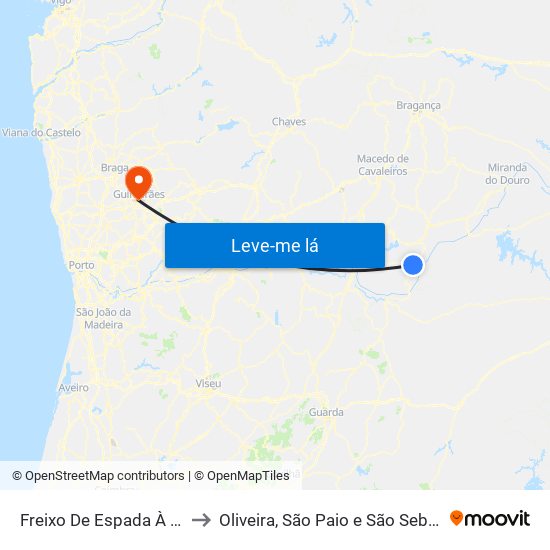 Freixo De Espada À Cinta to Oliveira, São Paio e São Sebastião map