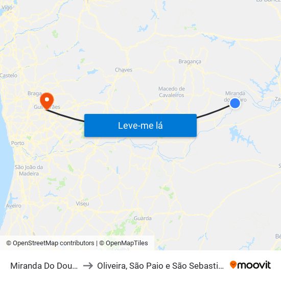 Miranda Do Douro to Oliveira, São Paio e São Sebastião map