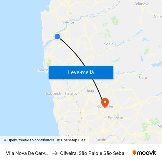 Vila Nova De Cerveira to Oliveira, São Paio e São Sebastião map