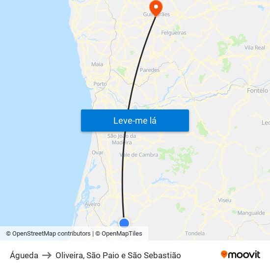 Águeda to Oliveira, São Paio e São Sebastião map