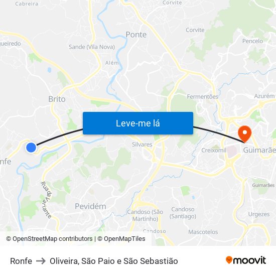 Ronfe to Oliveira, São Paio e São Sebastião map