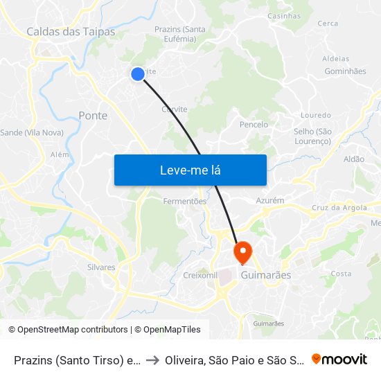 Prazins (Santo Tirso) e Corvite to Oliveira, São Paio e São Sebastião map