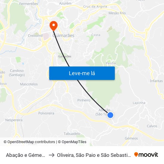 Abação e Gémeos to Oliveira, São Paio e São Sebastião map