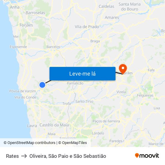 Rates to Oliveira, São Paio e São Sebastião map