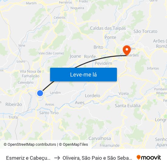 Esmeriz e Cabeçudos to Oliveira, São Paio e São Sebastião map