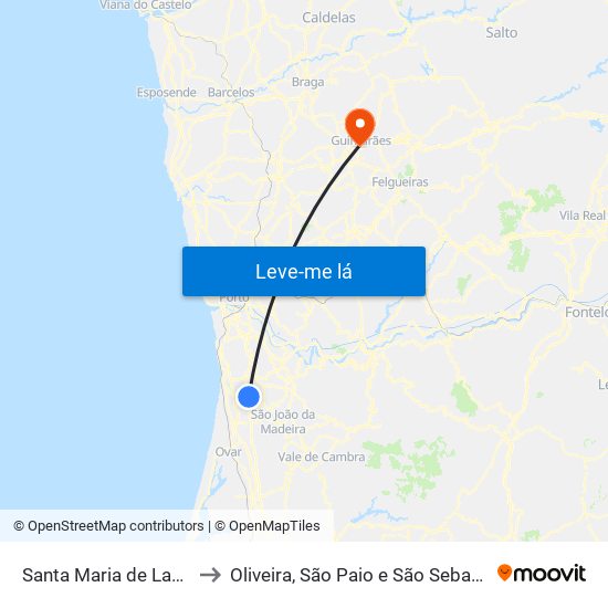 Santa Maria de Lamas to Oliveira, São Paio e São Sebastião map