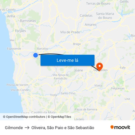 Gilmonde to Oliveira, São Paio e São Sebastião map