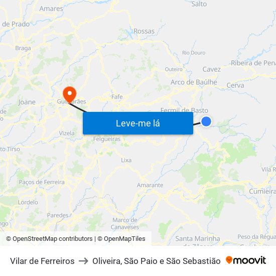 Vilar de Ferreiros to Oliveira, São Paio e São Sebastião map