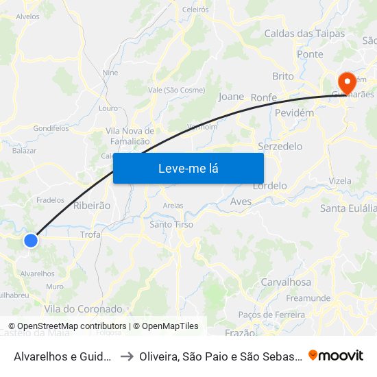 Alvarelhos e Guidões to Oliveira, São Paio e São Sebastião map