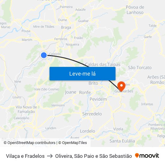 Vilaça e Fradelos to Oliveira, São Paio e São Sebastião map