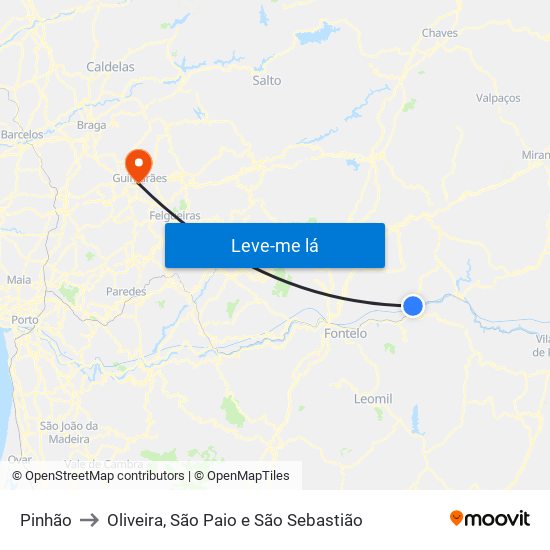 Pinhão to Oliveira, São Paio e São Sebastião map