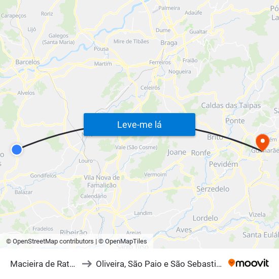 Macieira de Rates to Oliveira, São Paio e São Sebastião map