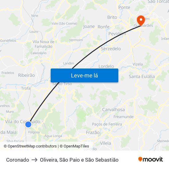 Coronado to Oliveira, São Paio e São Sebastião map