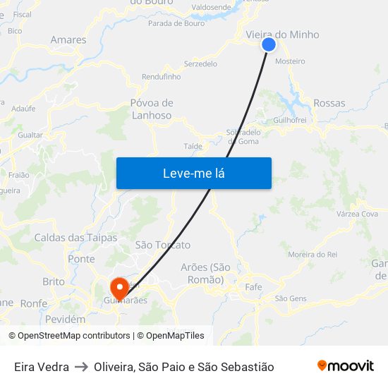 Eira Vedra to Oliveira, São Paio e São Sebastião map