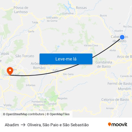 Abadim to Oliveira, São Paio e São Sebastião map