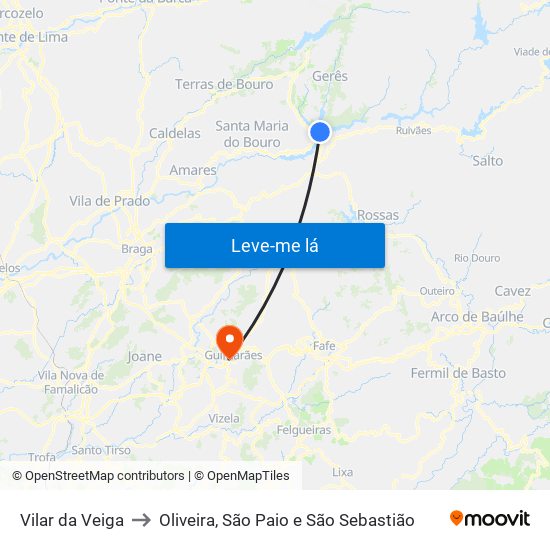 Vilar da Veiga to Oliveira, São Paio e São Sebastião map
