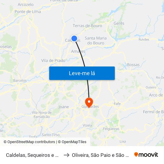 Caldelas, Sequeiros e Paranhos to Oliveira, São Paio e São Sebastião map