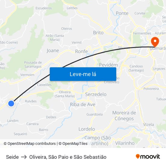 Seide to Oliveira, São Paio e São Sebastião map