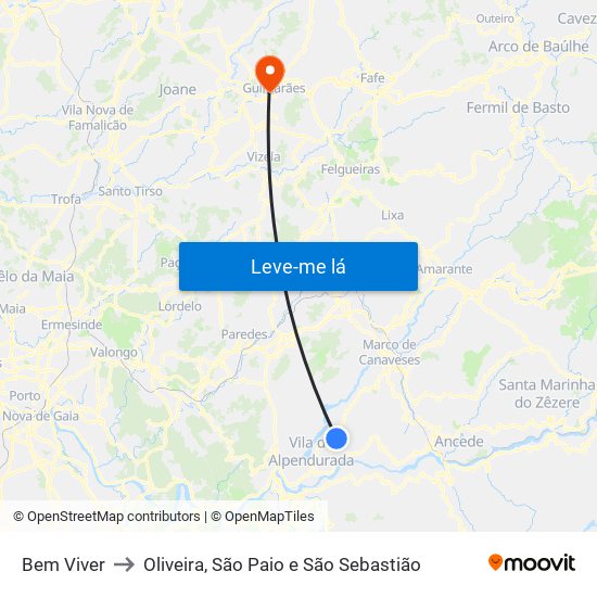 Bem Viver to Oliveira, São Paio e São Sebastião map