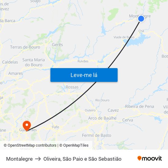 Montalegre to Oliveira, São Paio e São Sebastião map