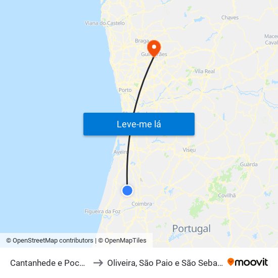 Cantanhede e Pocariça to Oliveira, São Paio e São Sebastião map