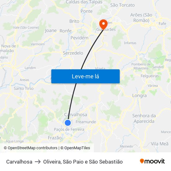 Carvalhosa to Oliveira, São Paio e São Sebastião map