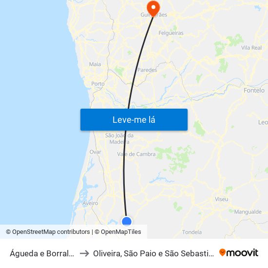 Águeda e Borralha to Oliveira, São Paio e São Sebastião map