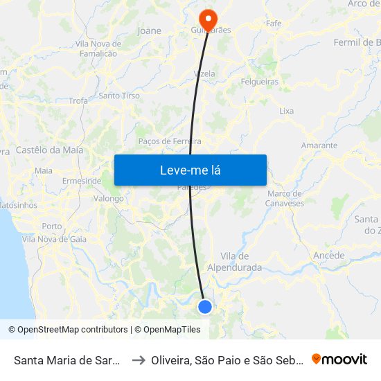 Santa Maria de Sardoura to Oliveira, São Paio e São Sebastião map