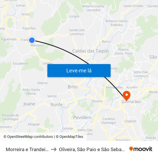 Morreira e Trandeiras to Oliveira, São Paio e São Sebastião map