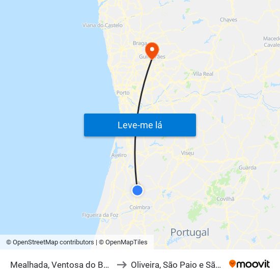 Mealhada, Ventosa do Bairro e Antes to Oliveira, São Paio e São Sebastião map