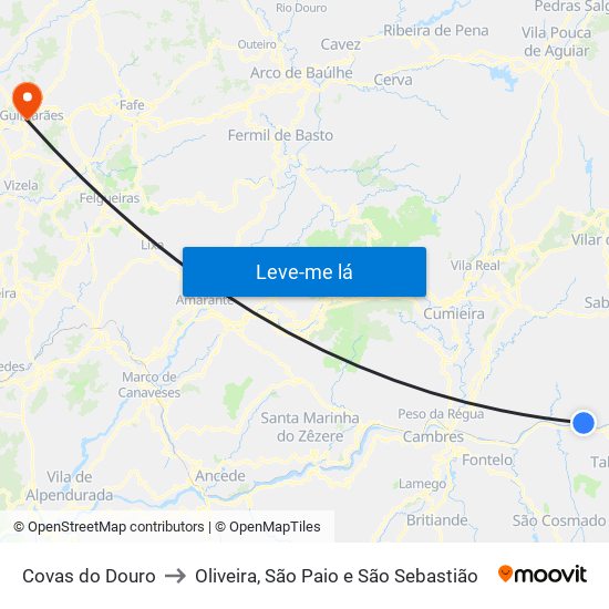 Covas do Douro to Oliveira, São Paio e São Sebastião map