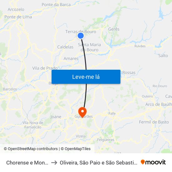 Chorense e Monte to Oliveira, São Paio e São Sebastião map